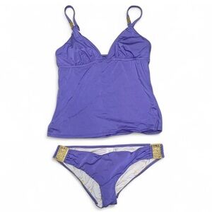 Trina Turk Purple Tankini Swimsuit Bathing Suit Bikini Set